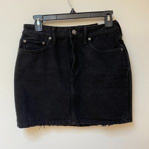 Black denim mini skirt
